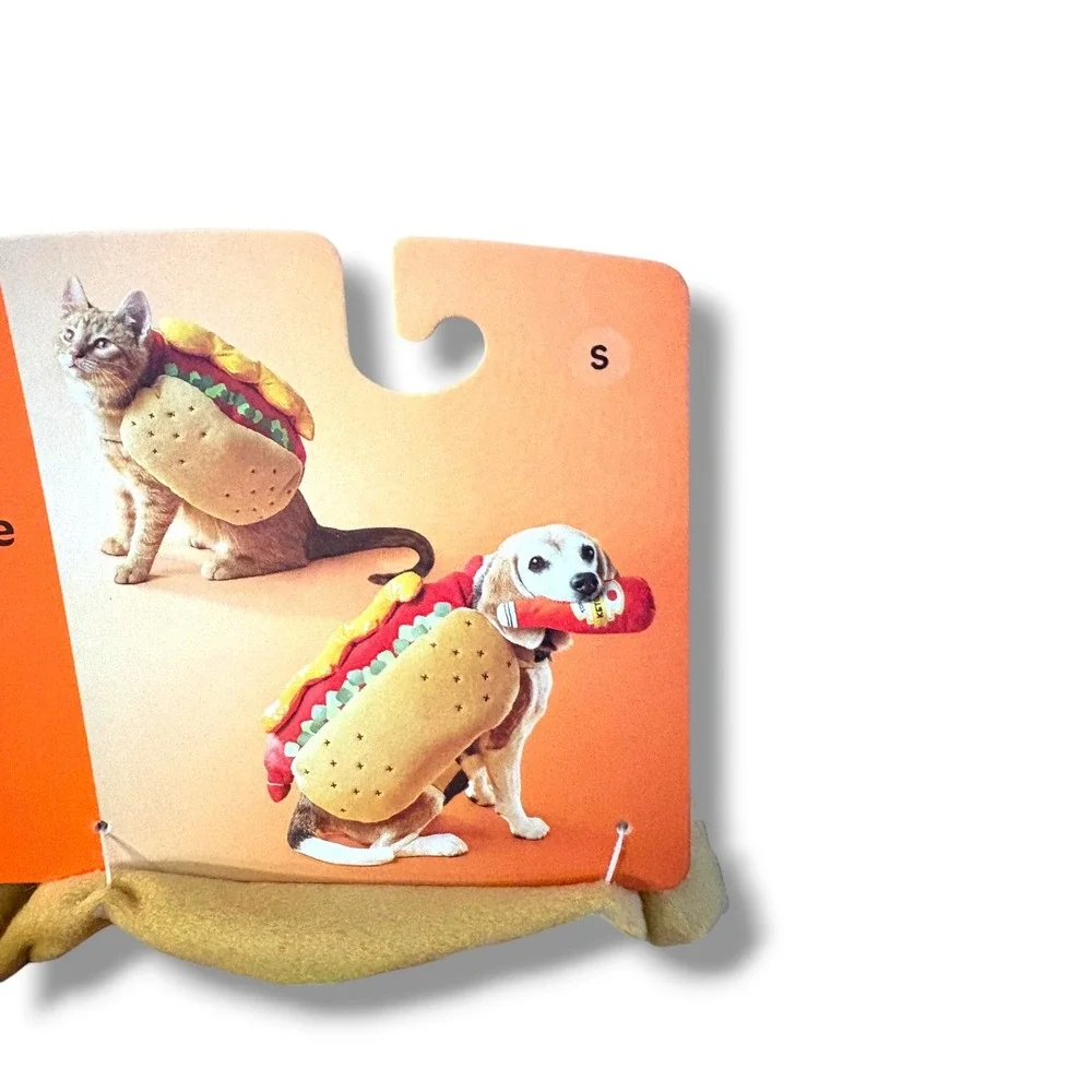 Boots & Barkley Hot Dog Pet Costume and Ketchup Toy Set Small Dogs Cats NEW